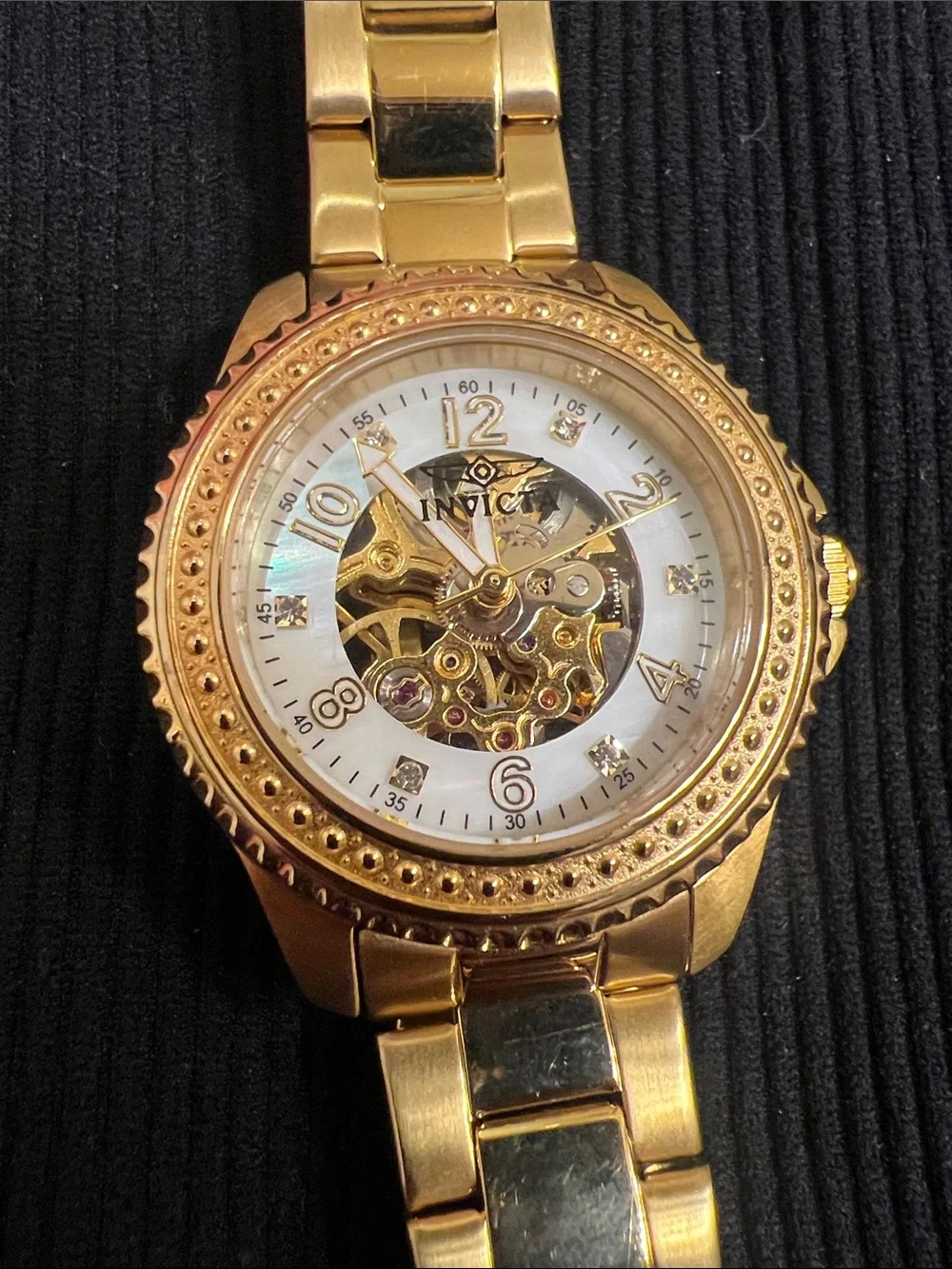 Invicta Gold-Tone Skeleton Dial Men's Bracelet Watch